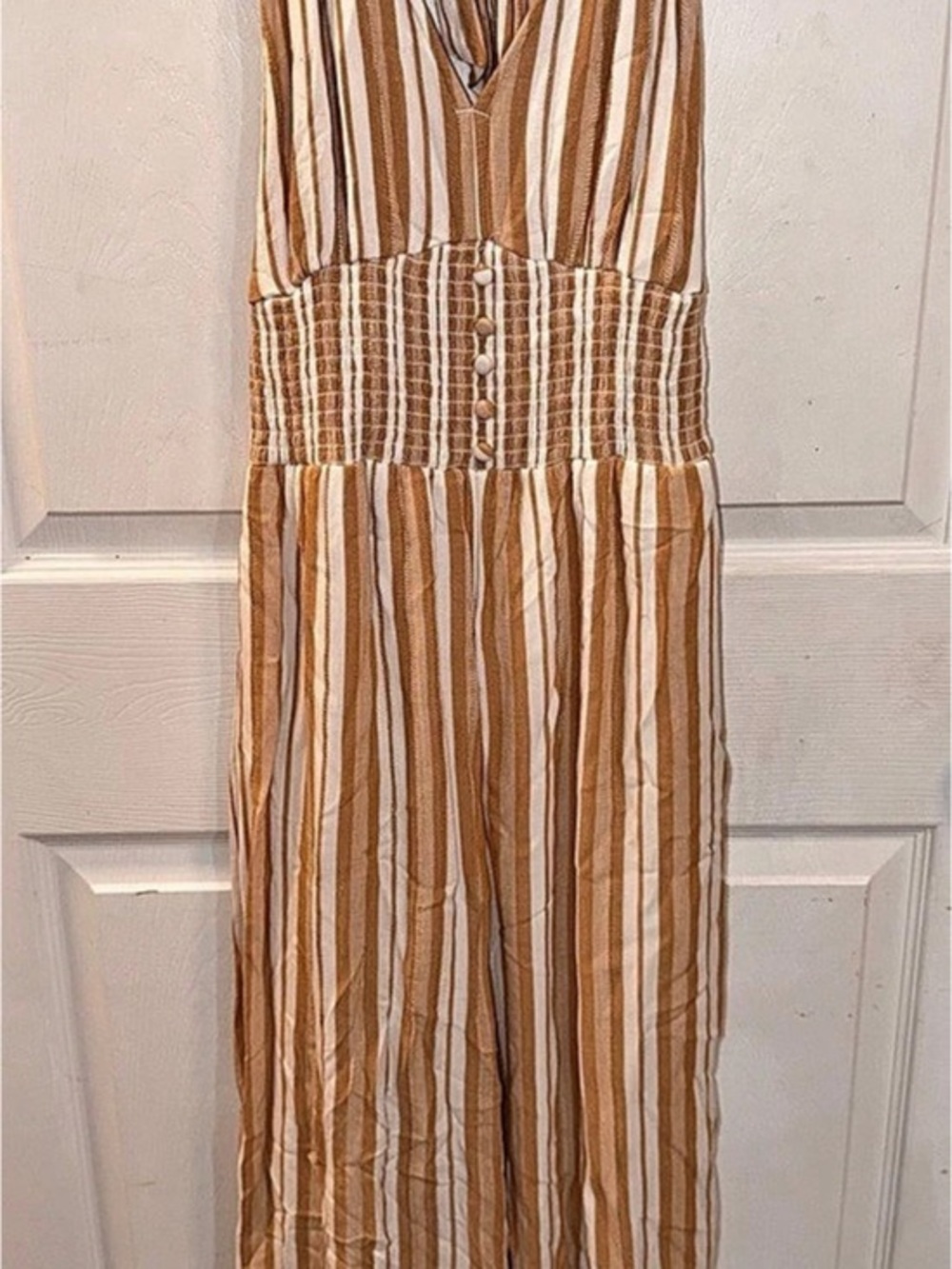 Striped jumpsuit in Mustard Yellow & White Like New